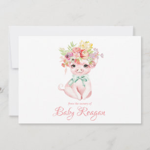 Nursery Little Piggy Monogram Baby shower Bedankkaart
