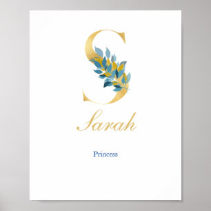 Nursery Print Name, Letter S, Baby girl wall art
