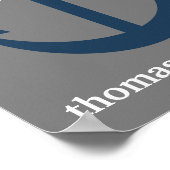 Nursery Print Navy Blue en Grey Anchor Monogram (Hoek)