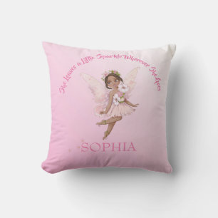 Nursery Quote Cute Fairy Pink Dark Hair Kussen