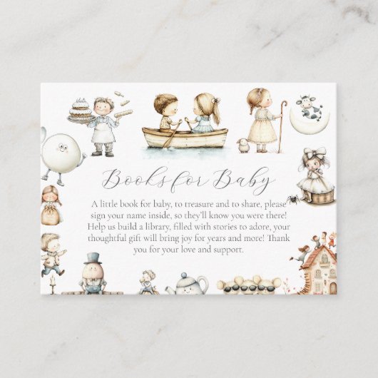 Nursery Rhyme Baby shower boekaanvraag Informatiekaartje (Voorkant)