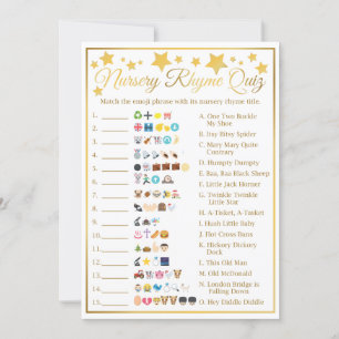 Nursery Rhyme Baby shower Emoji Game Gold Star