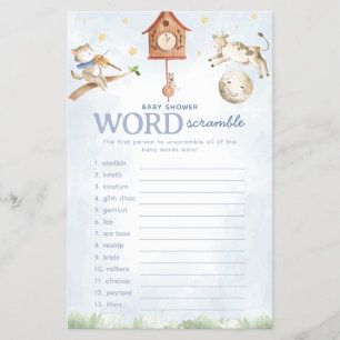 Nursery Rhyme Baby shower Word Scramble spel Flyer
