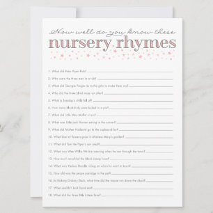 Nursery Rhyme Game Star Baby shower Kaart