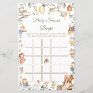 Nursery Rhyme Greenery Baby shower Bingo Game