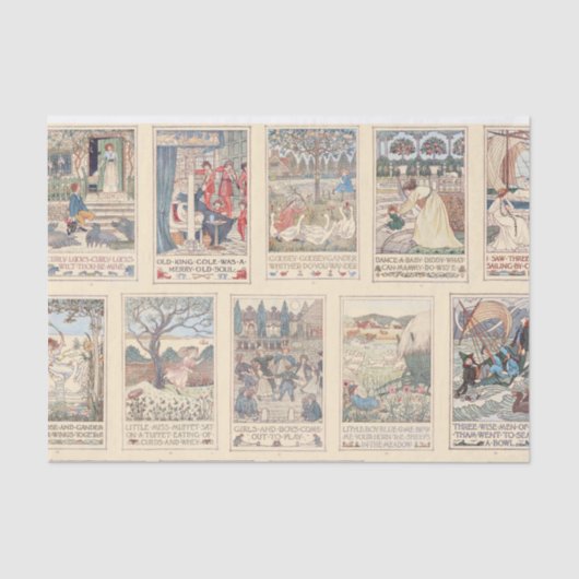  Nursery Rhyme Illustraties | Kleur Tissuepapier (Voorkant)