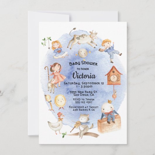 Nursery Rhyme invitation bébé douche (Devant)