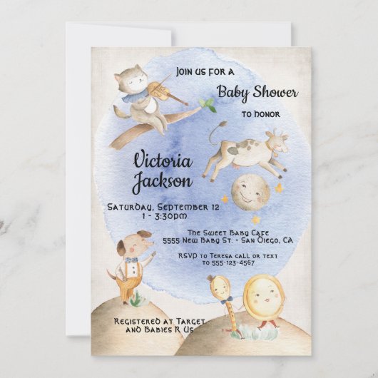 Nursery Rhyme invitation bébé douche (Devant)