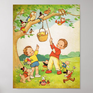 Nursery Rhyme poster Vintage enfant livre illusta