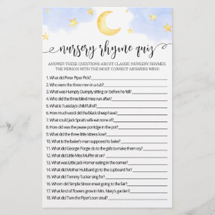 Nursery Rhyme Quiz Baby shower game met Answers