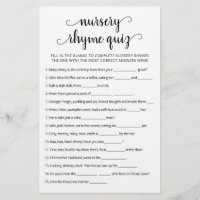 Nursery Rhyme Quiz Baby shower game met Answers
