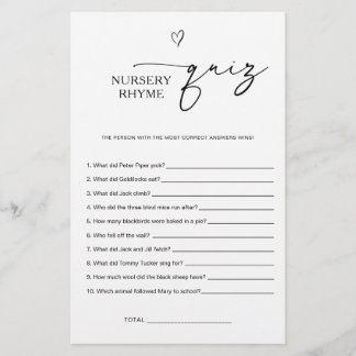 Nursery Rhyme Quiz Game