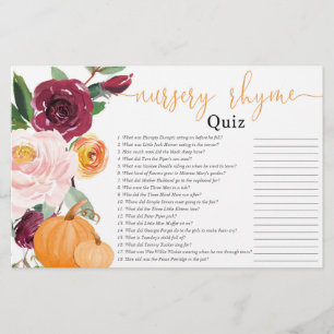 Nursery rhyme quiz herfst floral pumpkin baby show