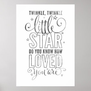 NURSERY RHYME-twinkle, kleine ster grijs met een k Poster