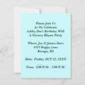 Nursery Rhyme - verjaardagsinVITATIES met de naam Kaart (Achterkant)