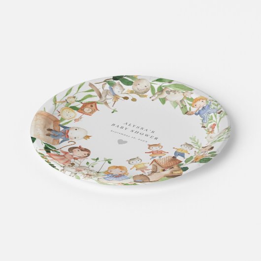Nursery Rhymes Baby Shower Paper Plates Papieren Bordje (Gekanteld)
