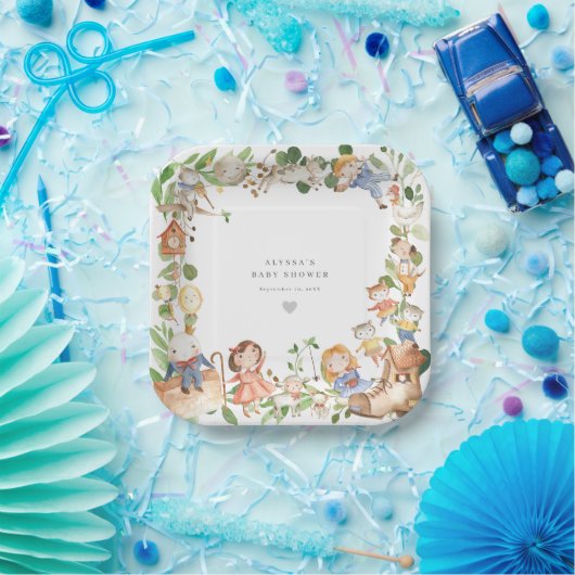 Nursery Rhymes Baby Shower Paper Plates Papieren Bordje (Feest)