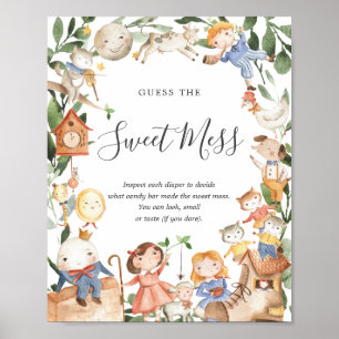 Nursery Rhymes-Baby shower raadt de zoete Mess Poster