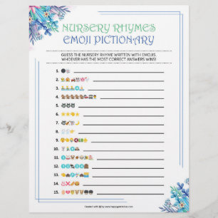 Nursery Rhymes Emoji Pictionary [Blue Floral] Briefhoofd