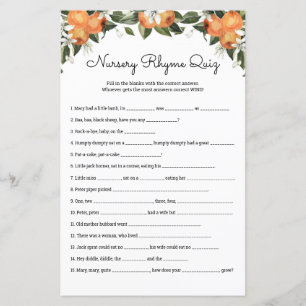 Nursery Rhymes Quiz Cutie Baby shower Cartes de je