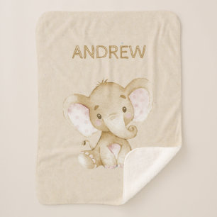 Nursery Sherpa Blanket met Baby olifant Deken