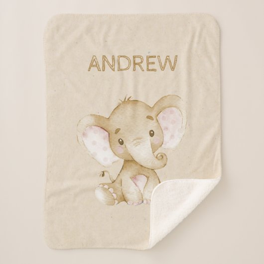 Nursery Sherpa Blanket met Baby olifant Sherpa Deken (Voorkant)