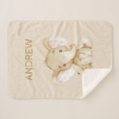 Nursery Sherpa Blanket met Baby olifant Sherpa Deken (Voorkant (horizontaal))