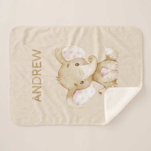  Nursery Sherpa Blanket met Baby olifant Sherpa Deken (Voorkant (horizontaal))