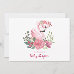 Nursery Swan Monogram Baby shower Dank je wel Bedankkaart