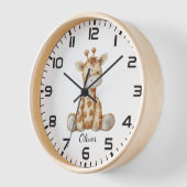 Nursery wandklok - te personaliseren - Giraffe (Hoek)