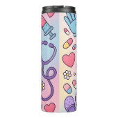 Nurses Call Shots Playful Cartoon Thermosbeker (Achterkant)