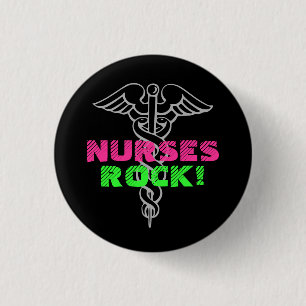 Nurses Rock Pinback Button   Neonkleuren