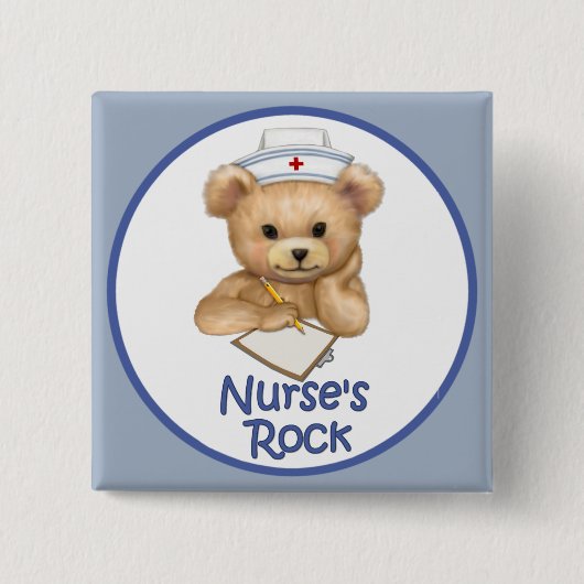 Nurse's Rock Vierkante Button 5,1 Cm (Voorkant)