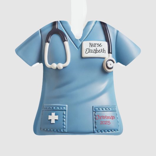 Nurses Scrubs Shirt Personalized Christmas Ornamen (devant)