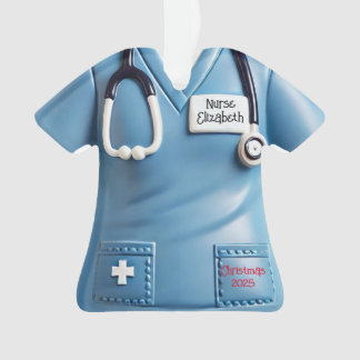 Nurses Scrubs Shirt Personalized Christmas Ornamen Ornament