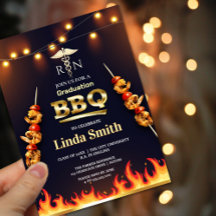 Nursing Afstuderen BBQ Uitnodiging | RN-symbool