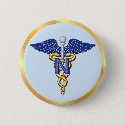 Nursing Caduceus Ronde Button 5,7 Cm (Voorkant)