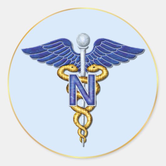Nursing Caduceus Ronde Sticker (Voorkant)