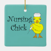Nursing Chick Tekst Keramisch Ornament (Achterkant)