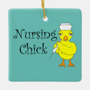 Nursing Chick Tekst Keramisch Ornament
