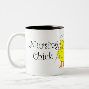 Nursing Chick Tekst Tweekleurige Koffiemok