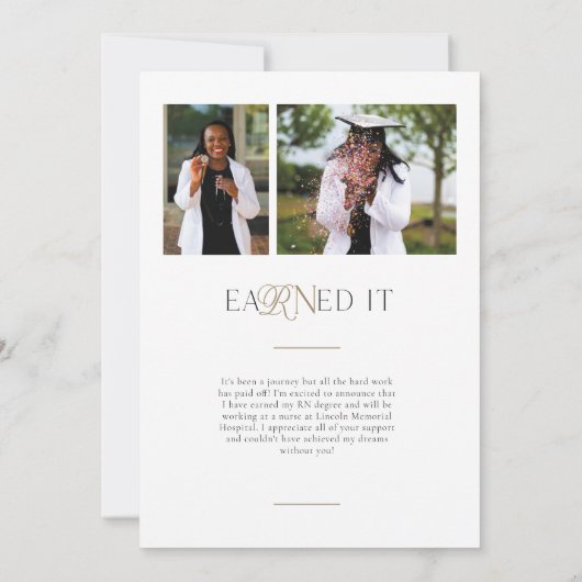 Nursing Degree Afstuderen Announcement Kaart (Achterkant)