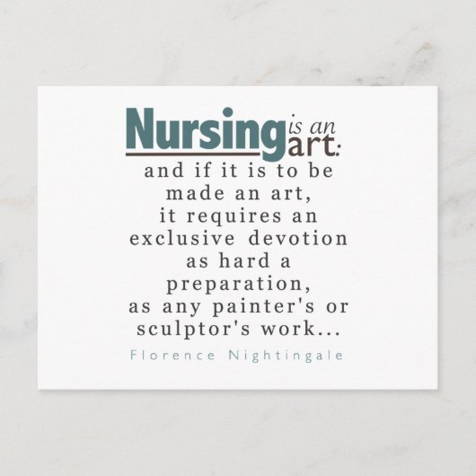 Nursing est un Faire-part de diplôme d'art PostCar (Devant)