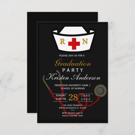 Nursing Graduation Invitation (Devant / Derrière)