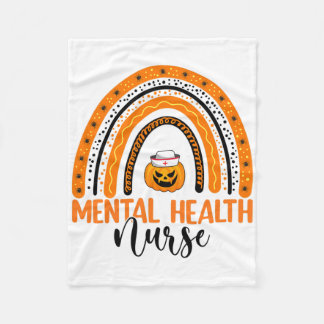 Nursing Halloween Pumpkin Rainbow Mental Health Nu Fleece Deken