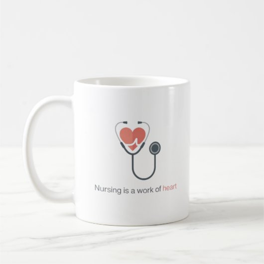 Nursing Is A Work Of Heart Stethoscope Coffee Mug  (Gauche)