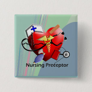 Nursing Preceptor Heart ARt Gifts Vierkante Button 5,1 Cm