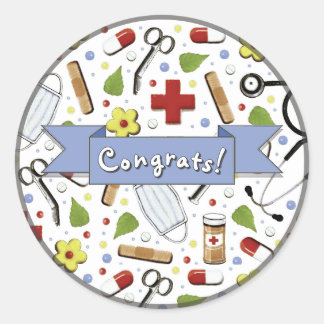 Nursing School Graduation Congrats Ronde Sticker