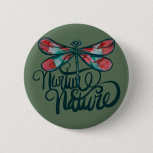 Nurture Natuur Dragonfly Art Earth Day Ronde Button 5,7 Cm