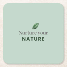 Nurture Your Nature Minimal Motivational Coaster Vierkante Kartonnen Onderzetter